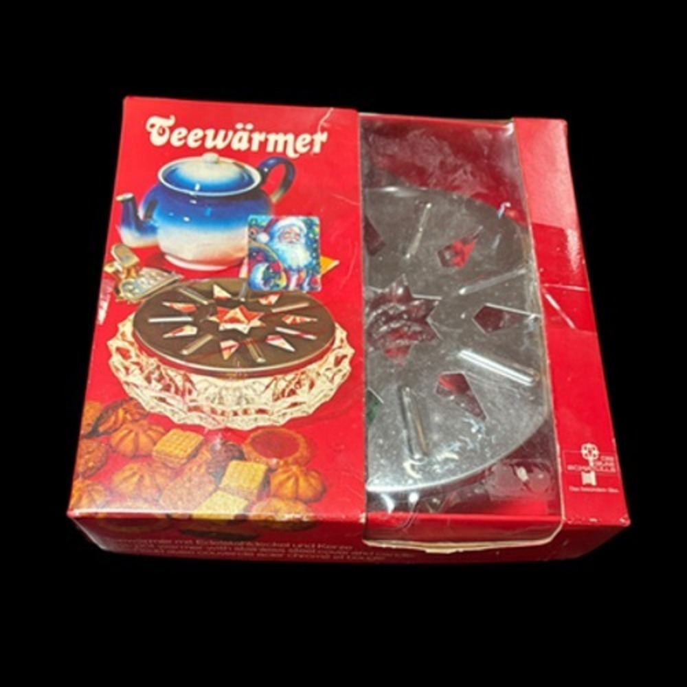 Vintage Die Glas Schatulle Teewärmer Tea Warmer Crystal Glass & Metal Star